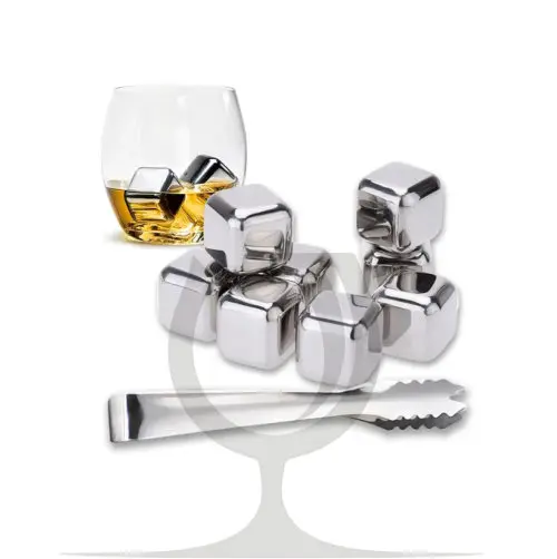 Set Cubos de hielo de Acero Inox x 8 + Pinza
